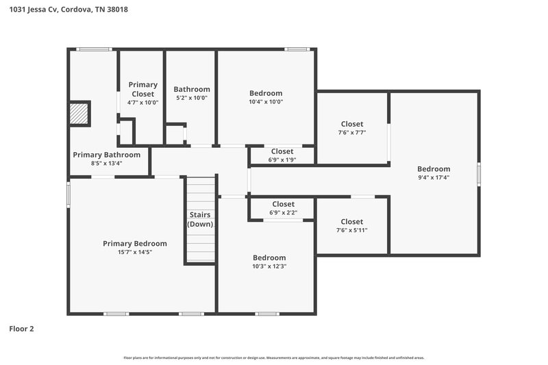 1,990/Mo, 1031 Jessa Cv Cordova, TN 38018 Floor Plan View 2