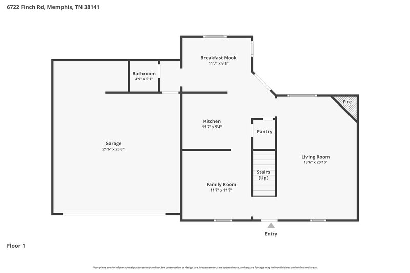 1,865/Mo, 6722 Finch Rd Memphis, TN 38141 Floor Plan View
