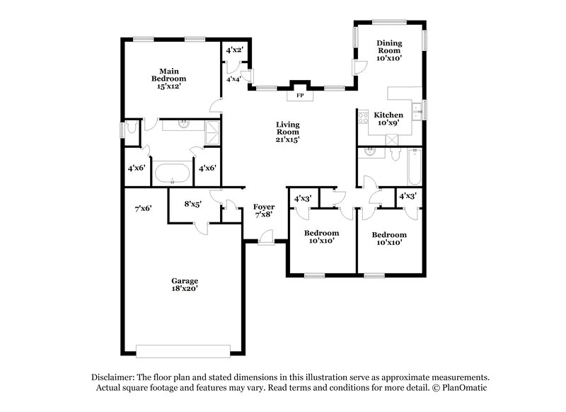 1,640/Mo, 7807 Nathan Sawyer Dr Southaven, MS 38671 Floor Plan View
