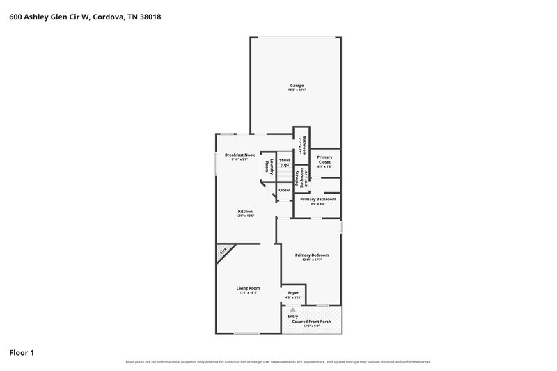 1,695/Mo, 600 Ashley Glen Cir W Cordova, TN 38018 Floor Plan View