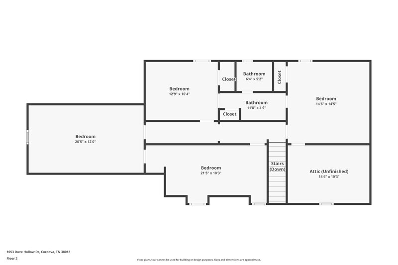 2,125/Mo, 1053 Dove Hollow Dr Cordova, TN 38018 Floor Plan View 2