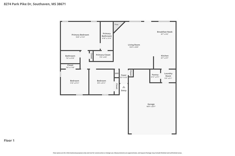 1,770/Mo, 8274 Park Pike Dr Southaven, MS 38671 Floor Plan View