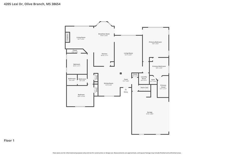 2,380/Mo, 4205 Lexi Dr Olive Branch, MS 38654 Floor Plan View