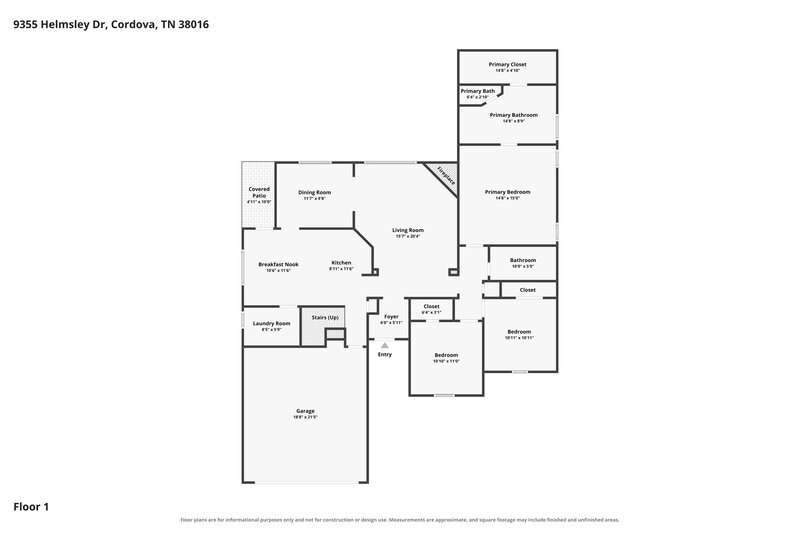 2,015/Mo, 9355 Helmsley Dr Cordova, TN 38016 Floor Plan View