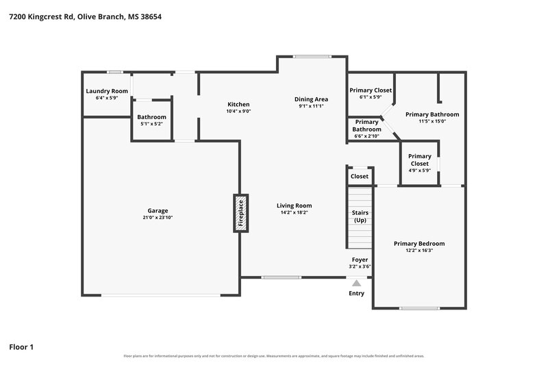 2,230/Mo, 7200 Kingcrest Rd Olive Branch, MS 38654 Floor Plan View