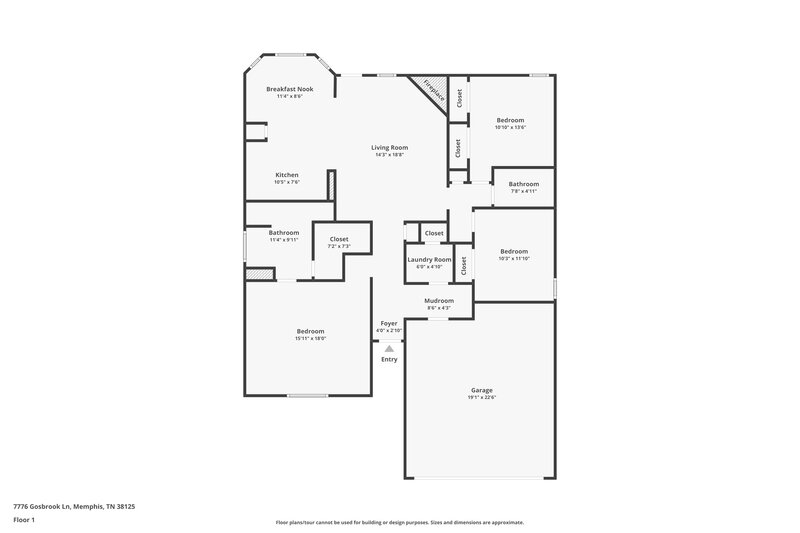 1,975/Mo, 7776 Gosbrook Ln Memphis, TN 38125 Floor Plan View