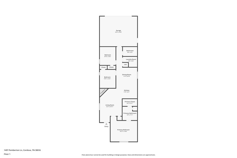 1,505/Mo, 1497 Pemberton Ln Cordova, TN 38016 Floor Plan View