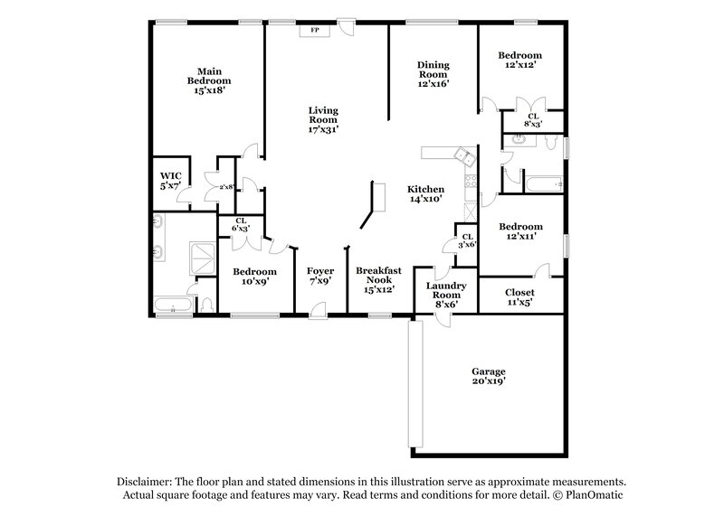 2,035/Mo, 7110 Fernbank Ln Memphis, TN 38125 Floor Plan View