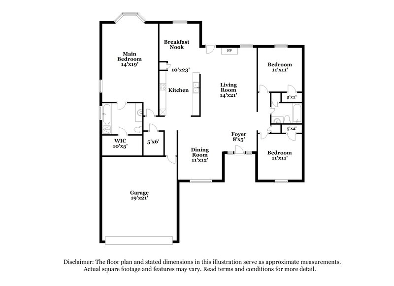 2,165/Mo, 3580 Brandon Ln Bartlett, TN 38133 Floor Plan View