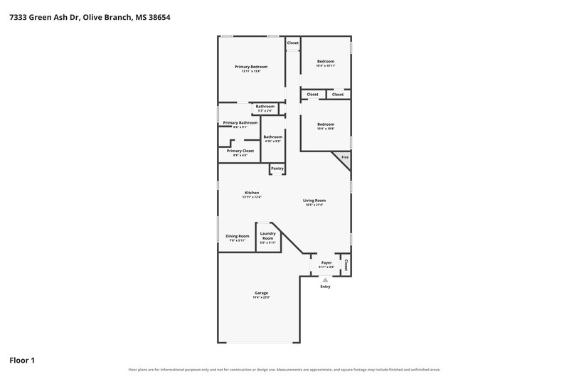 2,035/Mo, 7333 Green Ash Dr Olive Branch, MS 38654 Floor Plan View
