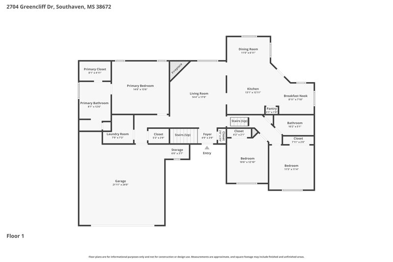 2,345/Mo, 2704 Greencliff Dr Southaven, MS 38672 Floorplan View 2