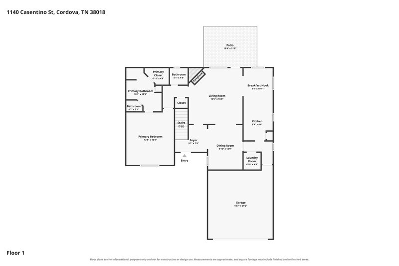 2,100/Mo, 1140 Casentino St Cordova, TN 38018 Floor Plan View