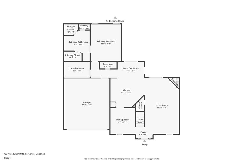 1,915/Mo, 1337 Pendulum Dr N Hernando, MS 38632 Floor Plan View 2