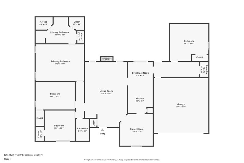 2,045/Mo, 5205 Plum Tree Dr Southaven, MS 38671 Floor Plan View