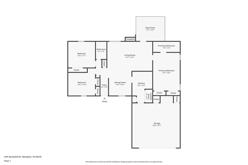 1,620/Mo, 3701 Burkehill Dr Bartlett, TN 38135 Floor Plan View