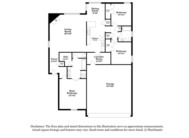 1,695/Mo, 7737 Wolfden Cir Memphis, TN 38133 Floor Plan View