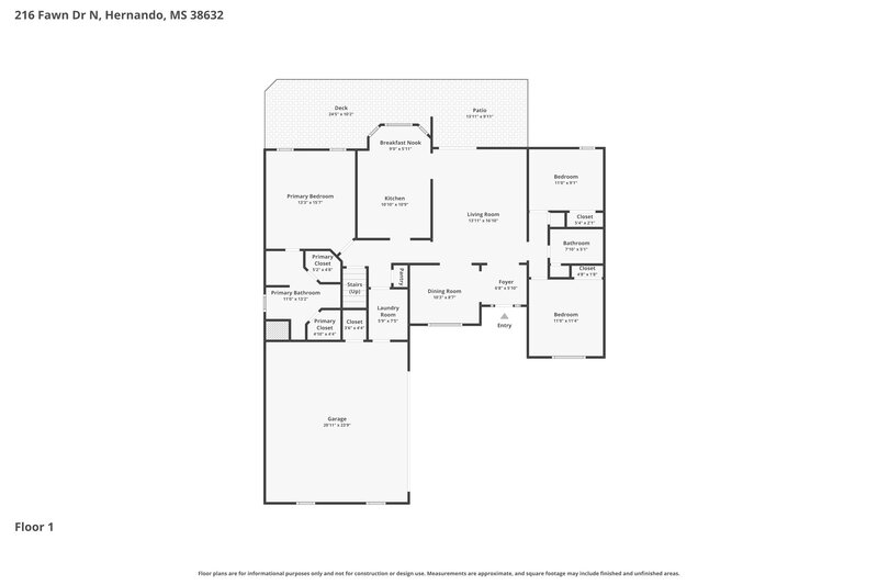 2,015/Mo, 216 Fawn Dr N Hernando, MS 38632 Floor Plan View