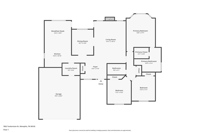 1,710/Mo, 7852 Tankerston Dr Memphis, TN 38125 Floor Plan View