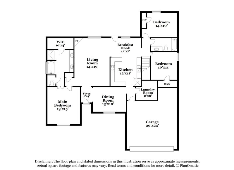 1,885/Mo, 7821 Bailee Ln Walls, MS 38680 Floorplan View