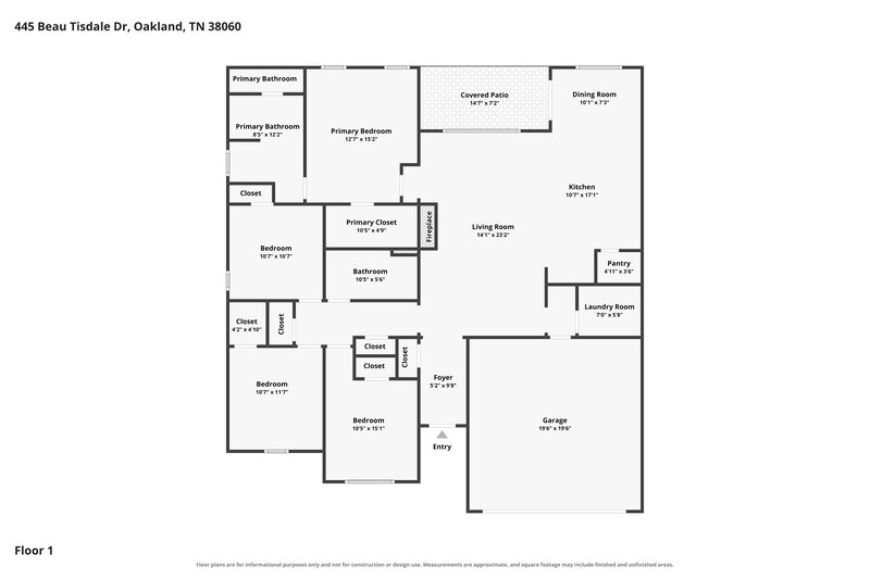 2,030/Mo, 445 Beau Tisdale Dr Oakland, TN 38060 Floor Plan View