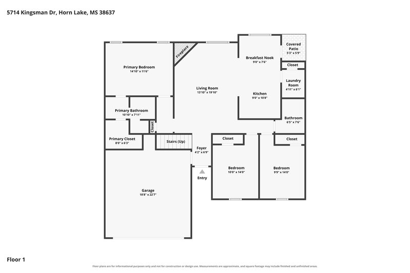 1,970/Mo, 5714 Kingsman Dr Horn Lake, MS 38637 Floor Plan View