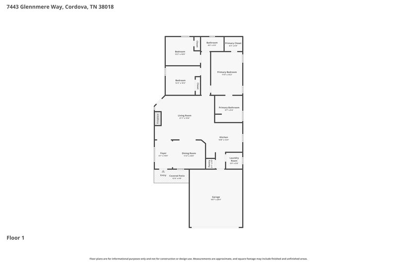 1,910/Mo, 7443 Glennmere Way Cordova, TN 38018 Floor Plan View