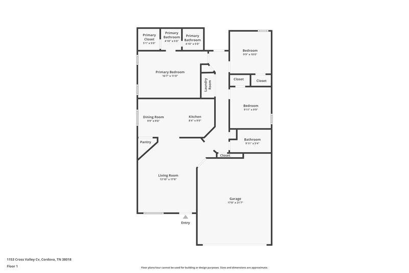 1,585/Mo, 1153 Cross Valley Cv Cordova, TN 38018 Floor Plan View