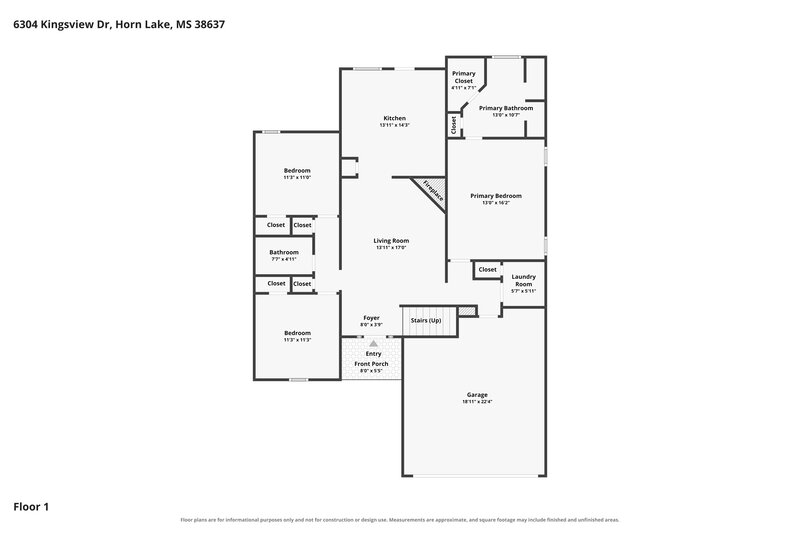 1,895/Mo, 6304 Kingsview Dr Horn Lake, MS 38637 Floor Plan View