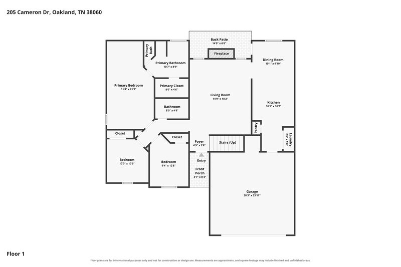1,955/Mo, 205 Cameron Dr Oakland, TN 38060 Floor Plan View