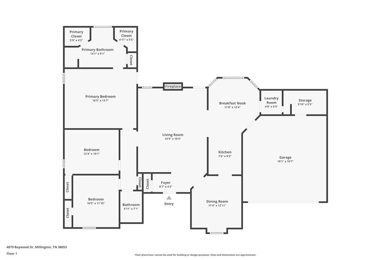 1,740/Mo, 4879 Baywood Dr Millington, TN 38053 Floor Plan View