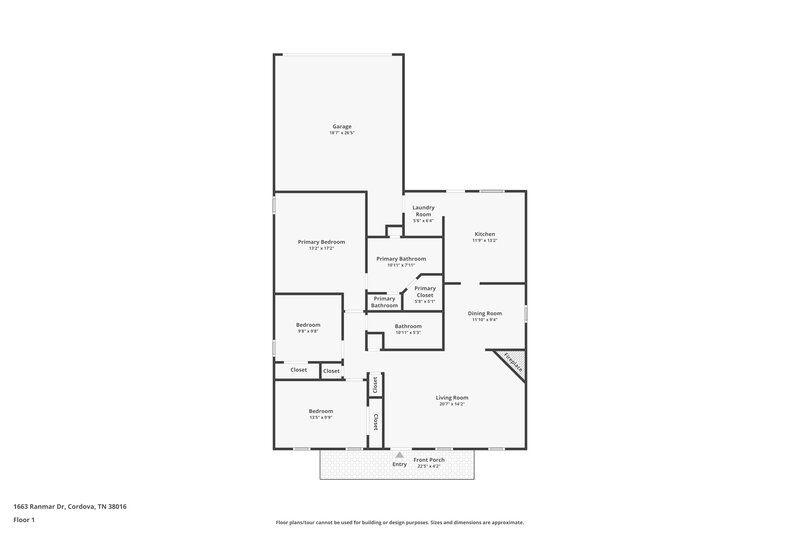 1,520/Mo, 1663 Ranmar Dr Cordova, TN 38016 Floor Plan View