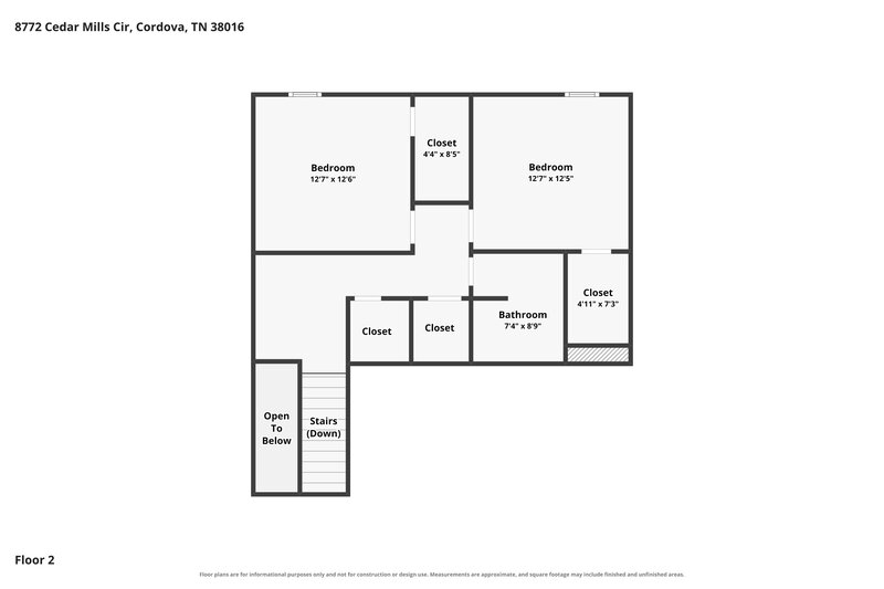 1,990/Mo, 8772 Cedar Mills Cir Cordova, TN 38016 Floor Plan View 2