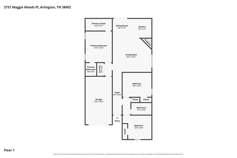 1,495/Mo, 2731 Maggie Woods Pl Arlington, TN 38002 Floor Plan View