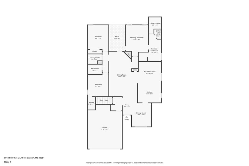1,960/Mo, 9018 Billy Pat Dr Olive Branch, MS 38654 Floor Plan View