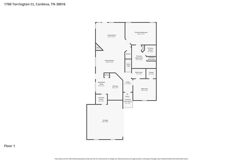 2,005/Mo, 1700 Torrington Ct Cordova, TN 38016 Floor Plan View
