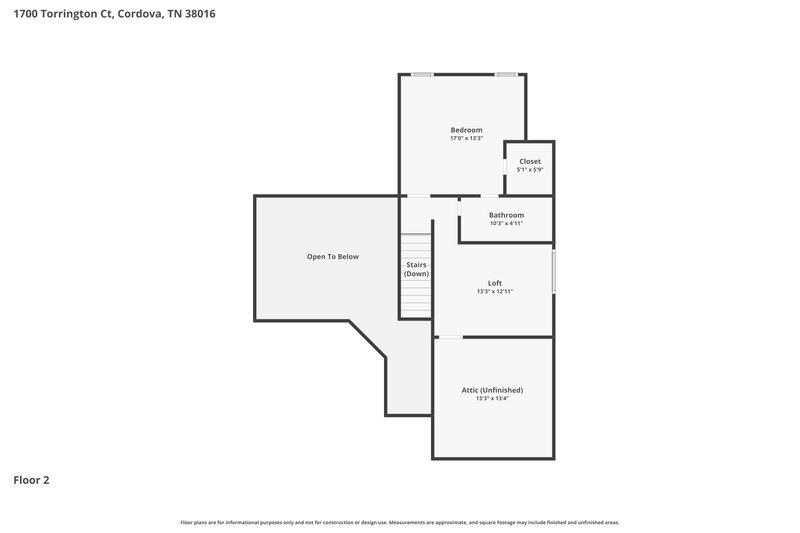 2,005/Mo, 1700 Torrington Ct Cordova, TN 38016 Floor Plan View 2