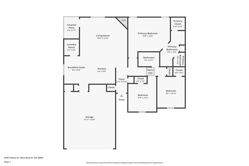 1,660/Mo, 6759 Valerie Dr Olive Branch, MS 38654 Floor Plan View