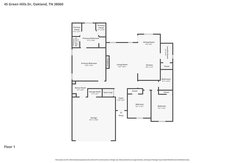 2,180/Mo, 45 Green Hills Dr Oakland, TN 38060 Floor Plan View