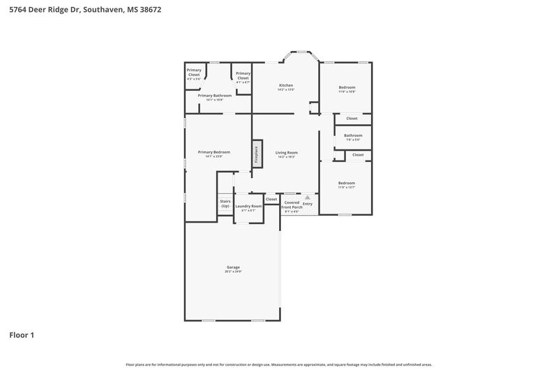 2,035/Mo, 5764 Deer Ridge Dr Southaven, MS 38672 Floor Plan View
