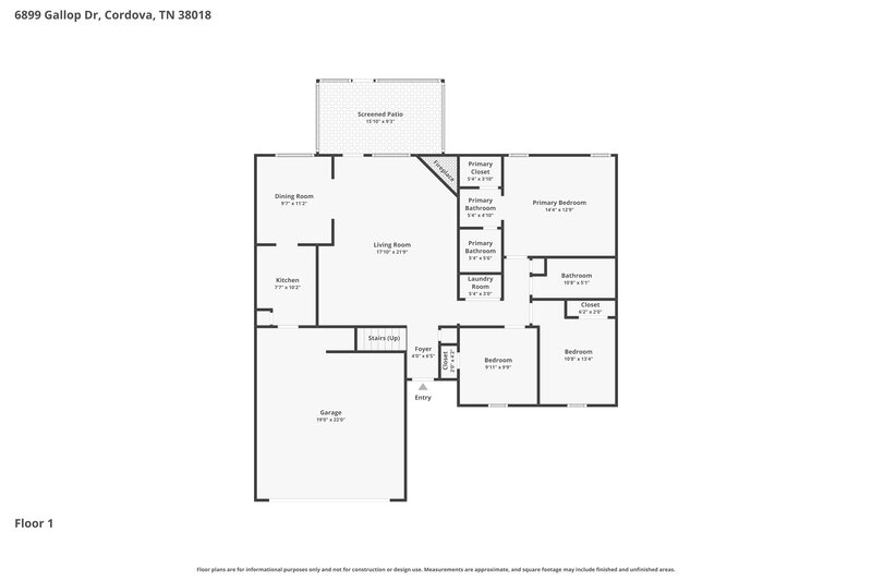 1,735/Mo, 6899 Gallop Dr Cordova, TN 38018 Floor Plan View