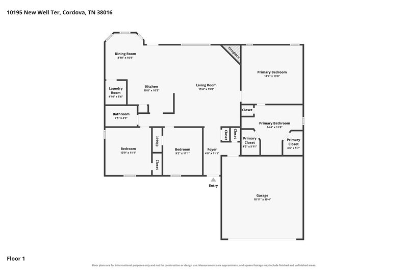 1,865/Mo, 10195 New Well Ter Cordova, TN 38016 Floor Plan View