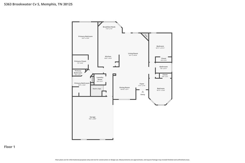2,225/Mo, 5363 Brookwater Cv S Memphis, TN 38125 Floor Plan View
