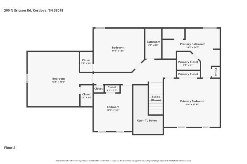 2,365/Mo, 300 N Ericson Rd Cordova, TN 38018 Floorplan View 2