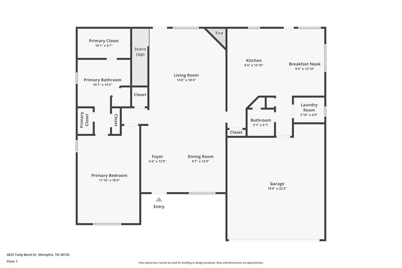 1,980/Mo, 4623 Tulip Bend Dr Memphis, TN 38135 Floor Plan View