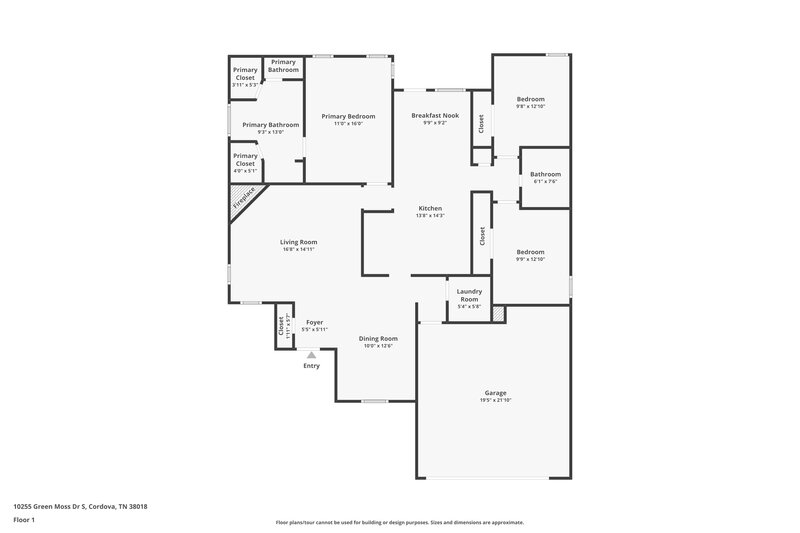1,640/Mo, 10255 Green Moss Dr S Cordova, TN 38018 Floor Plan View
