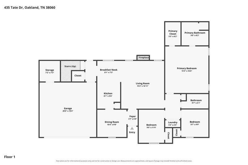 1,805/Mo, 435 Tate Dr Oakland, TN 38060 Floor Plan View
