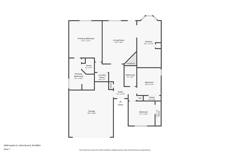 1,845/Mo, 5848 Hayden Cv Olive Branch, MS 38654 Floor Plan View