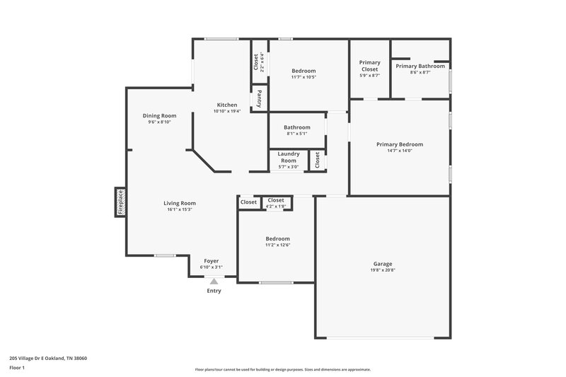 1,750/Mo, 205 Village Dr Oakland, TN 38060 Floor Plan View