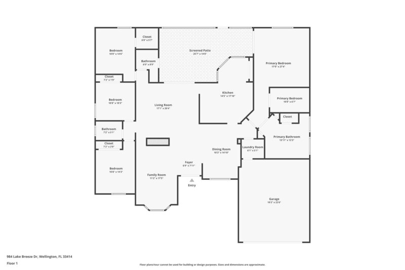 3,305/Mo, 984 Lake Breeze Dr Wellington, FL 33414 Floorplan View