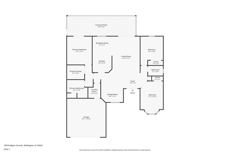 2,750/Mo, 12910 Upper Cove Dr Wellington, FL 33414 Floor Plan View